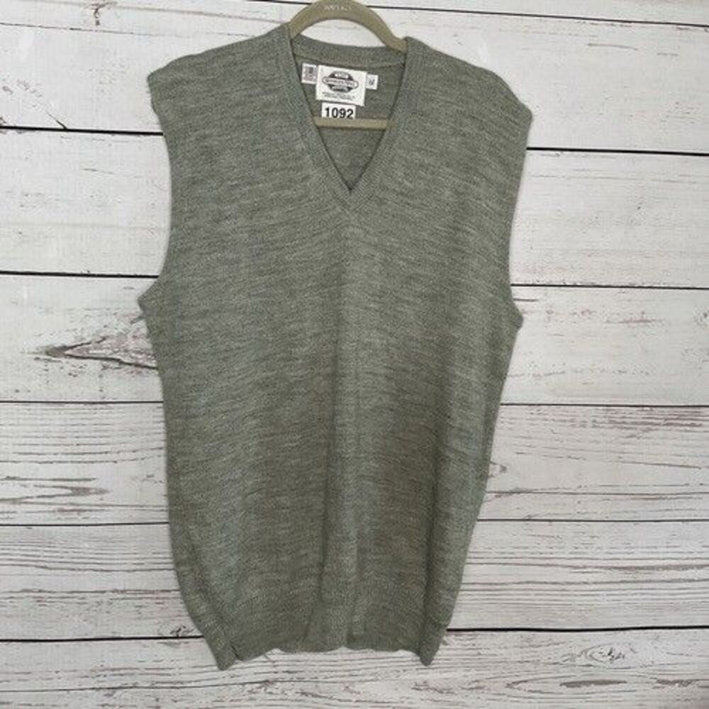 Vintage The Woolen Mill Gray Wool Blend V-Neck Sweater Vest Men‎ s Size XL Tall